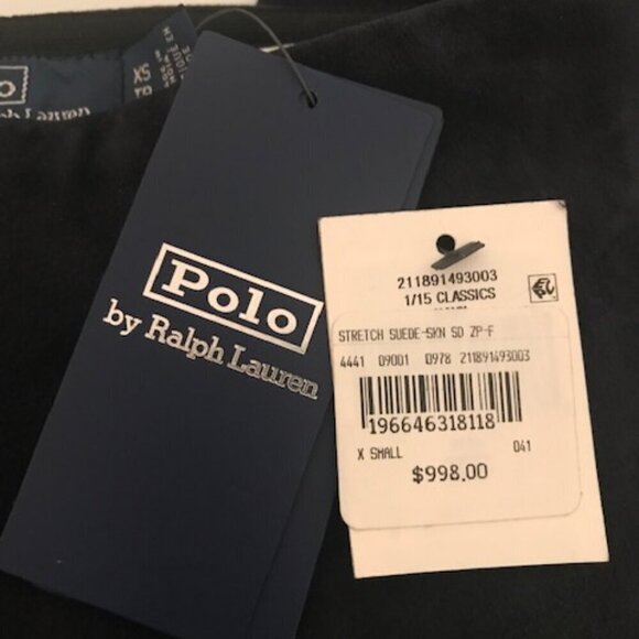 NWT POLO Ralph Lauren Women's Lambskin High Rise Suede Leggings Navy Size XS - Picture 9 of 11